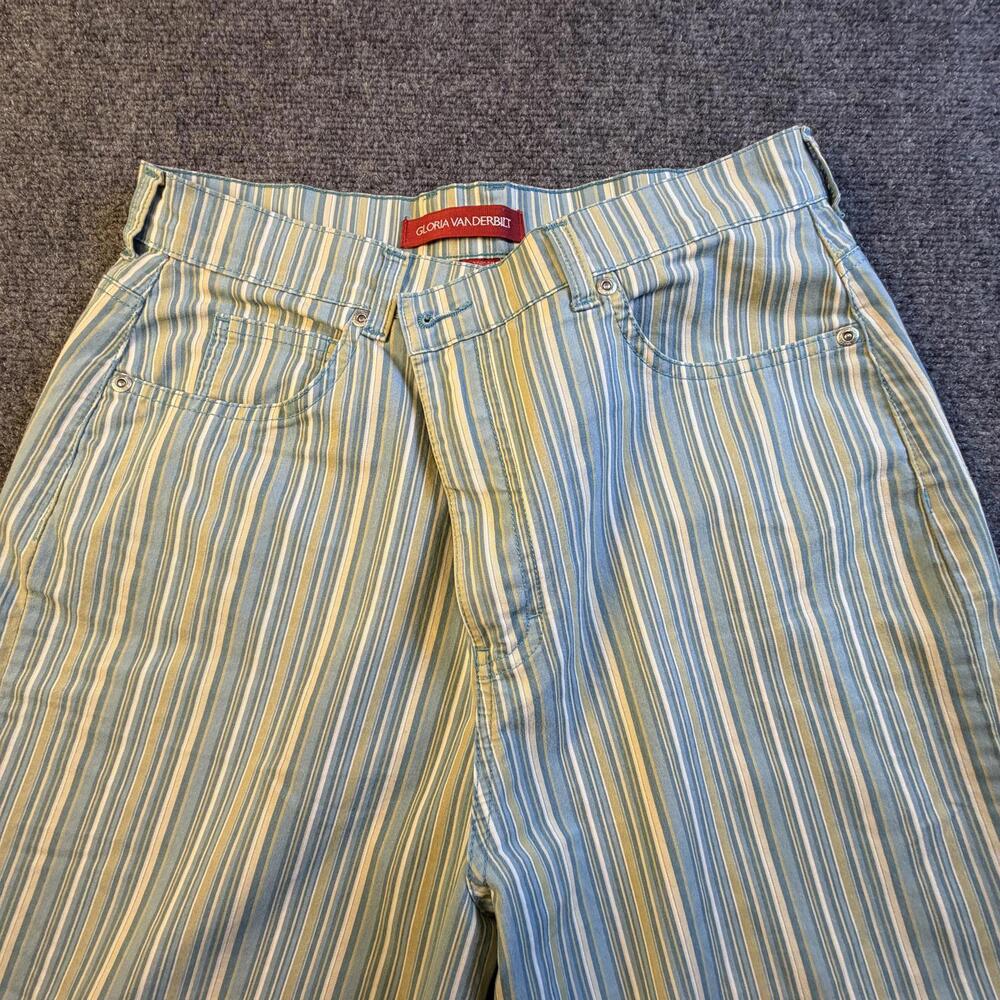 Gloria Vanderbilt Amanda Crop Pants Blue Striped High Rise Straight Leg 12 #936 - Picture 7 of 9